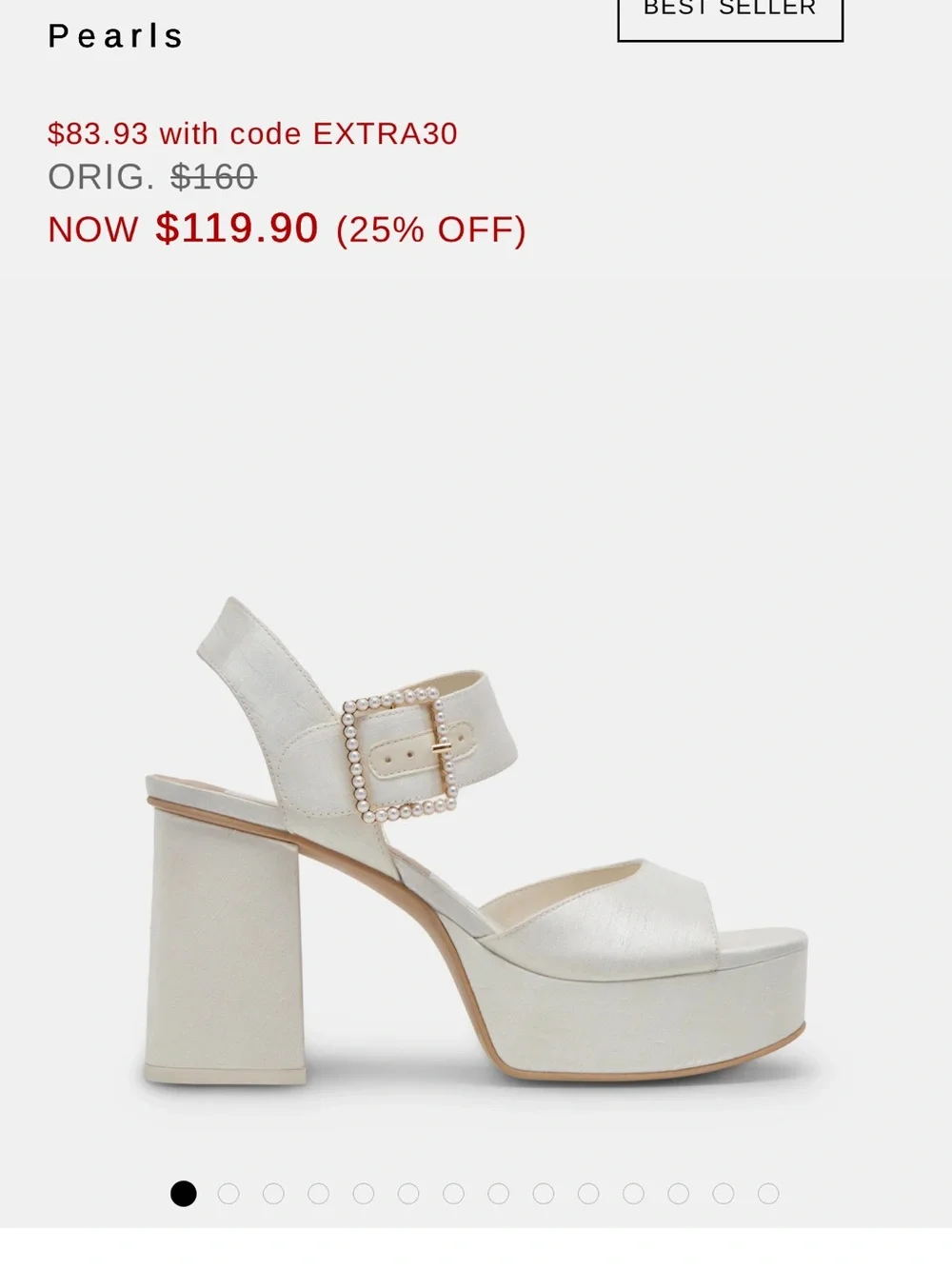 Dolce Vita White Pearl Buckle Platform Slingback Sandal